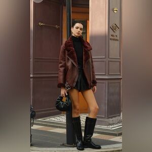 Commense Deep Burgundy Faux Leather Jacket